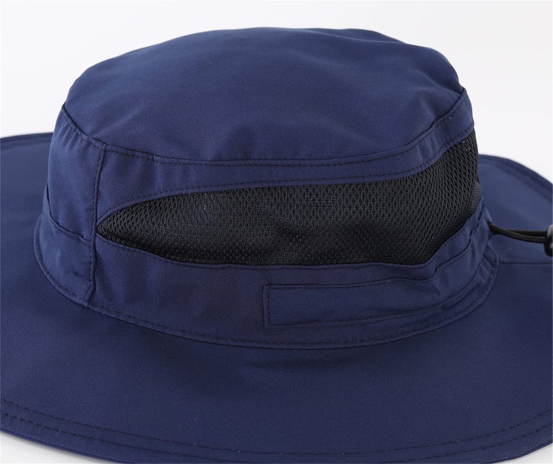 Connectyle Menâ€™s Outdoor Mesh Boonie Sun Hat Summer Wide Brim UV Protection Fishing Hat Safari Cap Navy Blue - Image 2